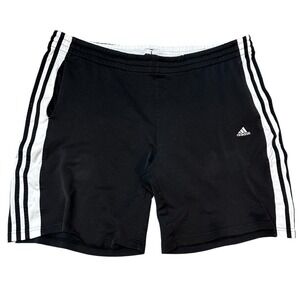 Adidas Vintage y2k Mens Black‎ Athletic Shorts White Stripes Drawstring Waist XL
